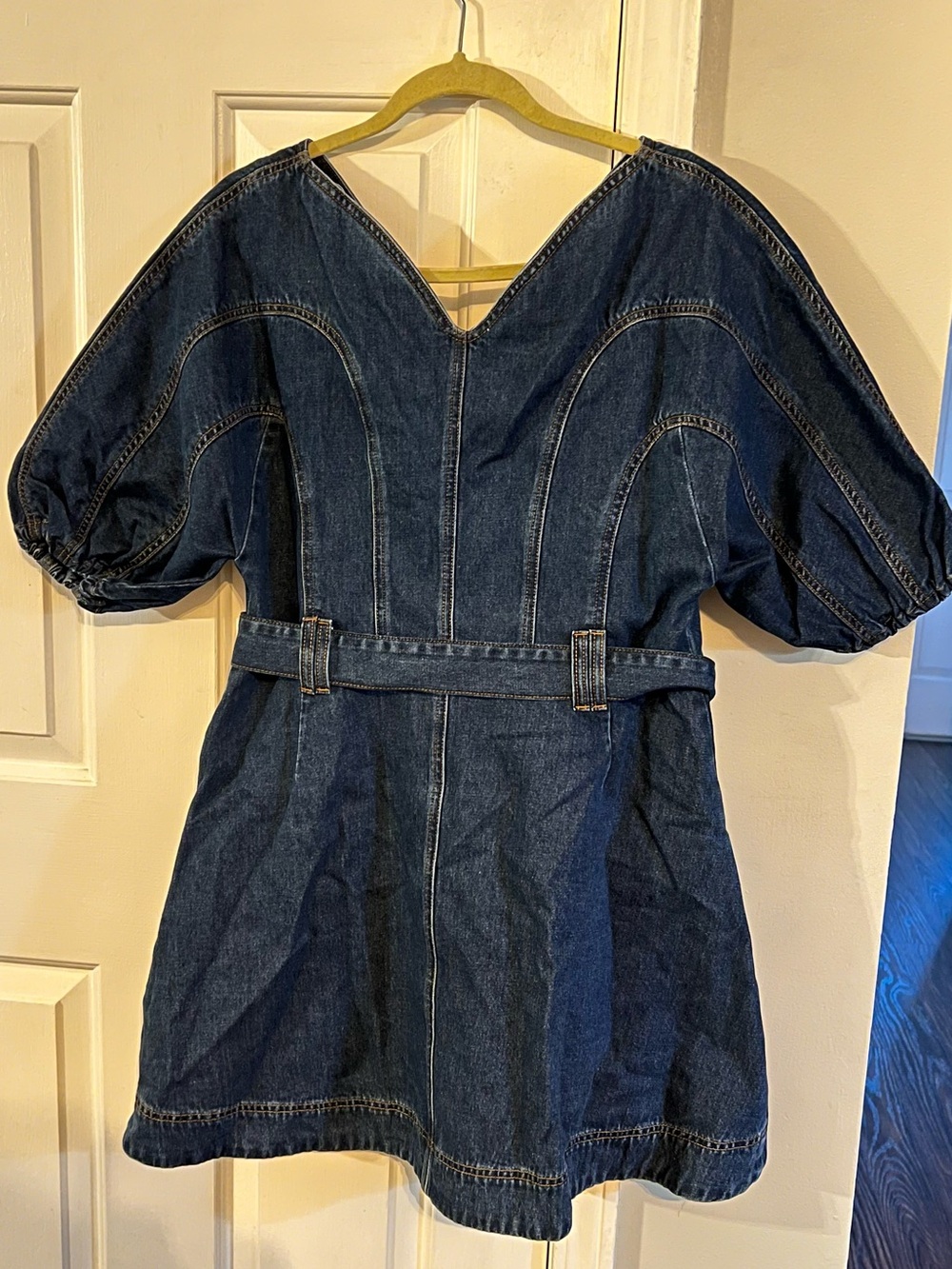 Commense Indigo Denim Mini Dress with Gold Accents NWT Fits Med-Large-XL - Picture 9 of 9